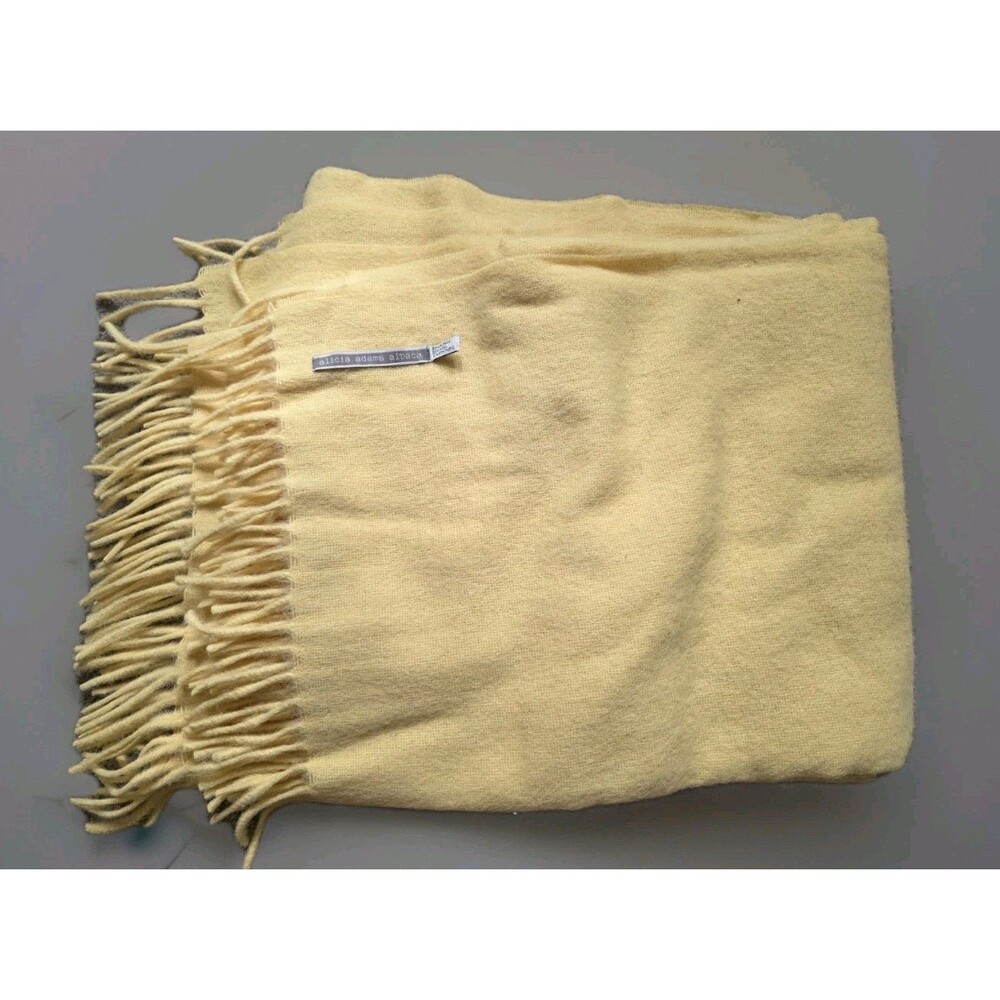 Alicia Adams Alpaca Patmos Throw Fringe Blanket Peru Pastel Yellow 51"x62"